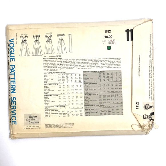 80's Vintage Vogue 1152 Sewing Pattern - Picture 2 of 5